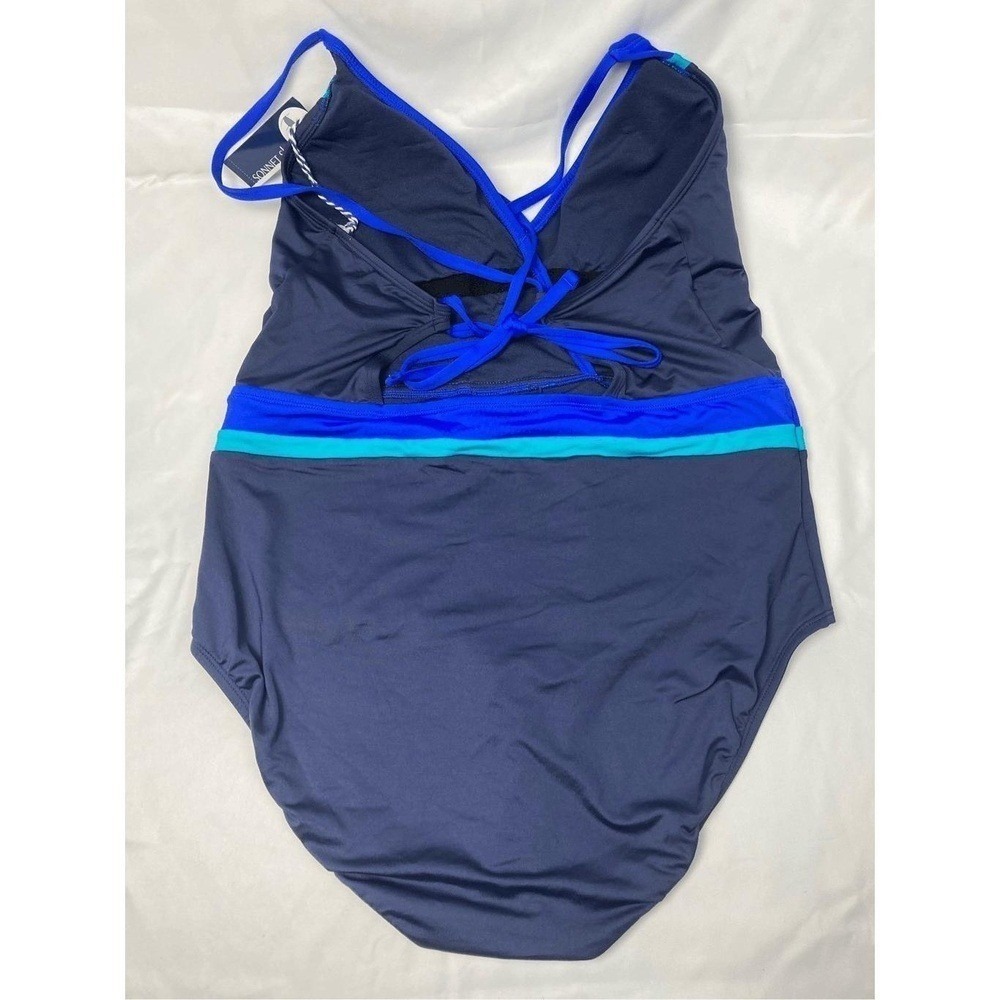 Sonnet Shores Blue One-Piece Swimsuit‎ Wrap Front Criss-Cross Back 16 - Picture 9 of 10